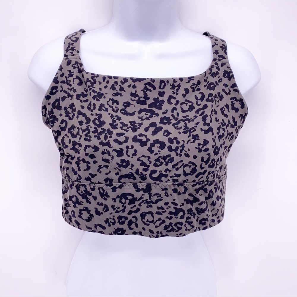 Athleta Green Cheetah Print Sports Bra Size L